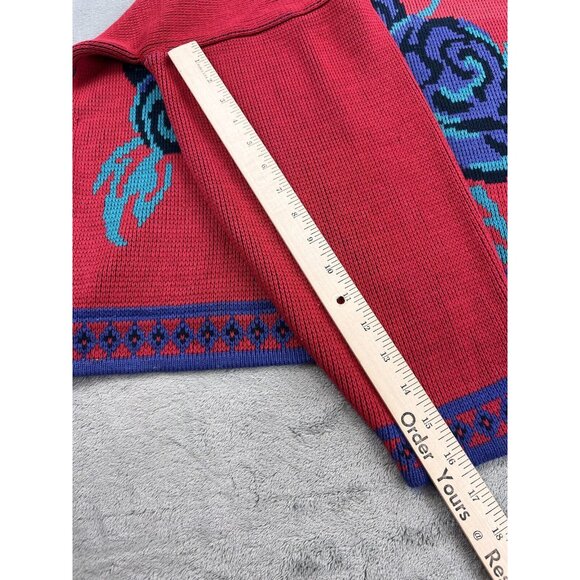 Vintage Erika womens L Floral Embroidered Knit Sweater Granny Core Boho Cottage - Picture 6 of 11